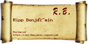 Ripp Benjámin névjegykártya