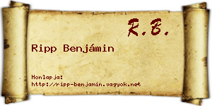 Ripp Benjámin névjegykártya